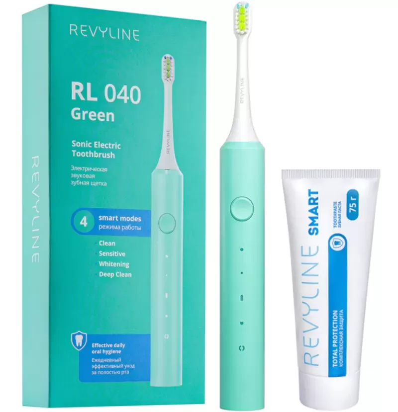 Зеленая щетка RL 040 с зубной пастой Revyline Smart